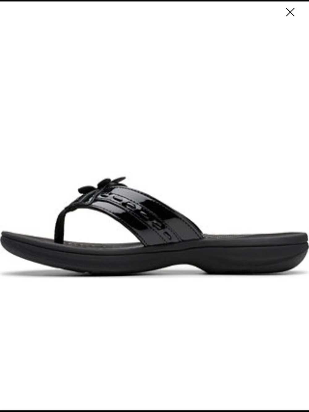 New-Clarks Cloudsteppers Brinkley Flora Black Patent Leather With Flower - Picture 2 of 5